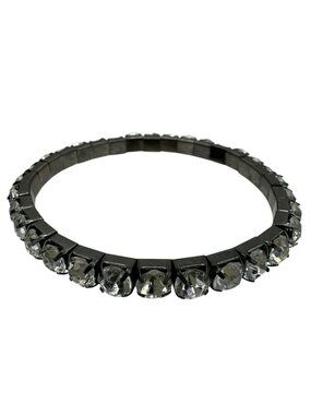 Rhinestone Bracelet Stretch Costume Jewelry Vintage White Goth Statement Bling